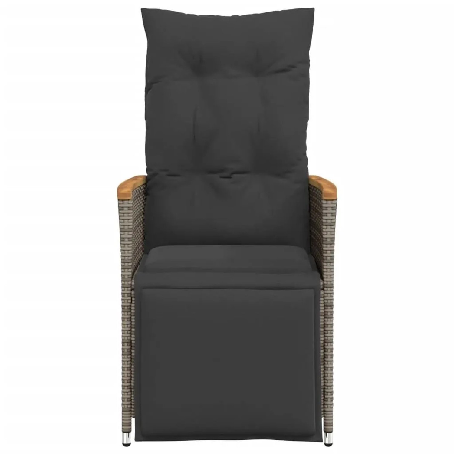 Verstellbarer Gartensessel Grau mit Kissen, Polyrattan, vidaXL. Bequemer Gartenstuhl für Terrasse und Balkon.