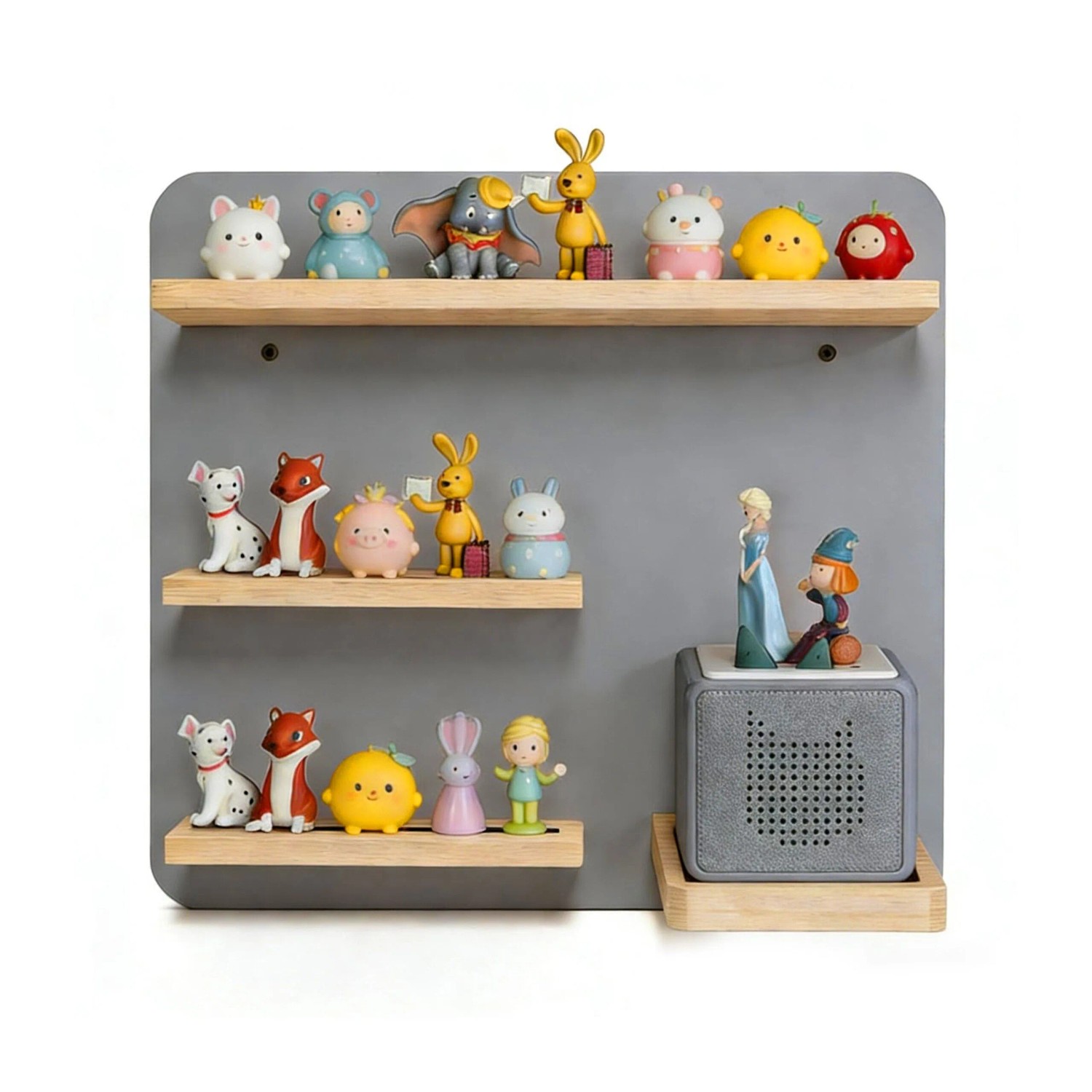 Relaxdays Toniebox Wandregal MDF Grau Mit Magnetstreifen 29 cm x 39 cm x 15 cm 2 kg