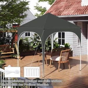 WOLTU Pavillon Faltpavillon 2x2 m Mit 4 Seitenwänden Höhenverstellbar Grau