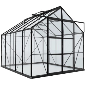 Vitavia Gewächshaus Uranus 8300 ESG, 257x321 cm, schwarz. Garten Gewächshaus mit Doppelschiebetür und Dachfenstern.