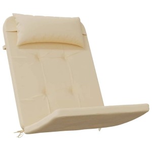 Beige Adirondack-Auflage aus Oxford-Gewebe mit Kopfkissen und Steppung für Gartenstuhl oder Liege.