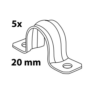 Kirchhoff Rohrband-Schelle-Set, doppelt, 20 mm, verzinkt, 5 Stück. Rohrschellen zur Befestigung von zwei Rohren.