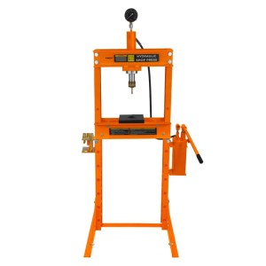 Orangefarbene 20-Tonnen Hydraulik Werkstattpresse mit Manometer für Autozubehör.