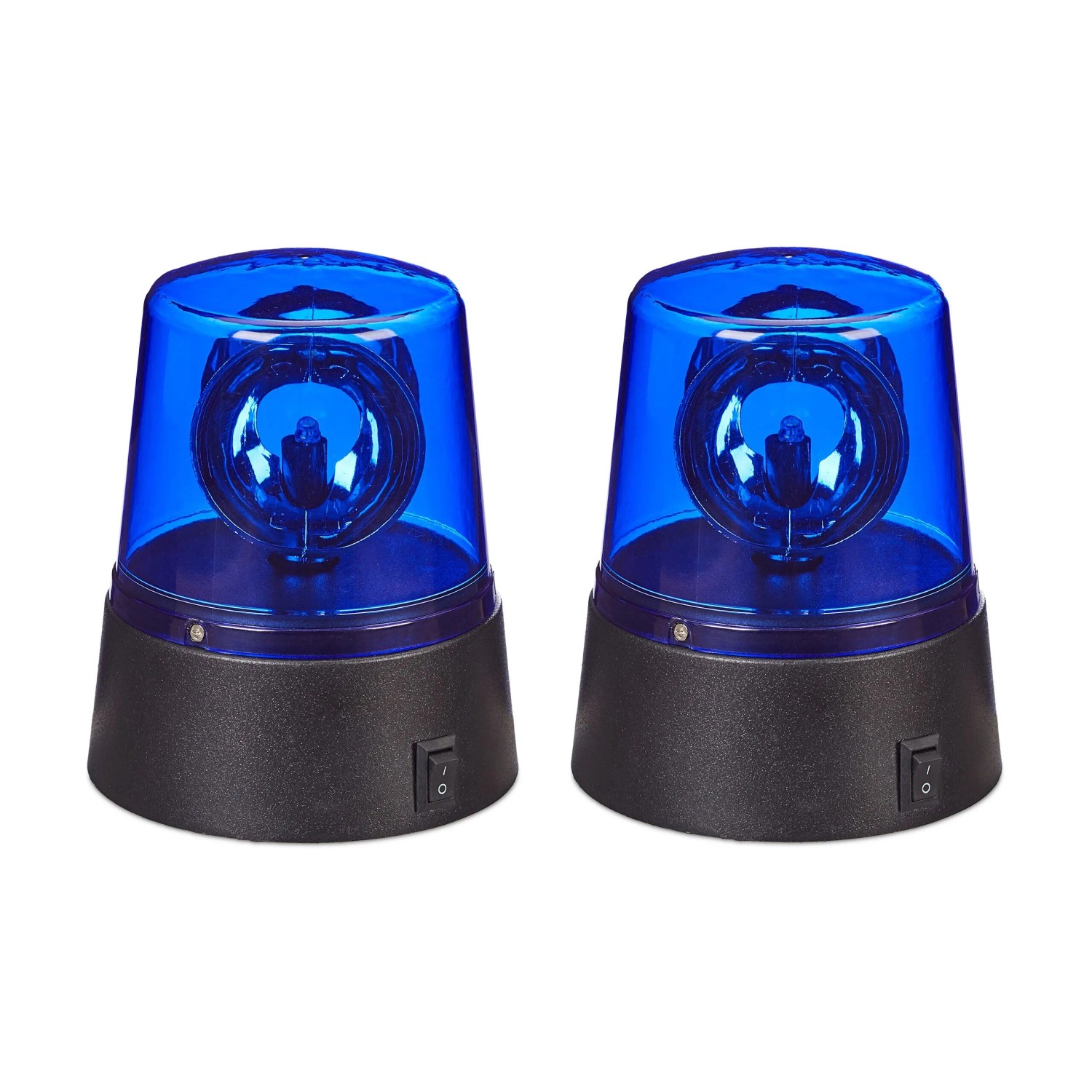 Relaxdays Blaulicht LED 2er Set Kunststoff Blau Schwarz Batteriebetrieben 11,5 cm x 9,5 cm je 200 g