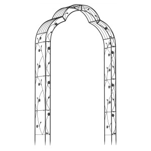 Schwarzer Costway Rosenbogen, halbrunde Rankhilfe aus Metall für den Garten.