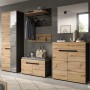 6-teiliges Garderoben-Set Cooper in Eiche Grau mit Spiegel, Schuhschrank, Bank, Paneel und Kommode.