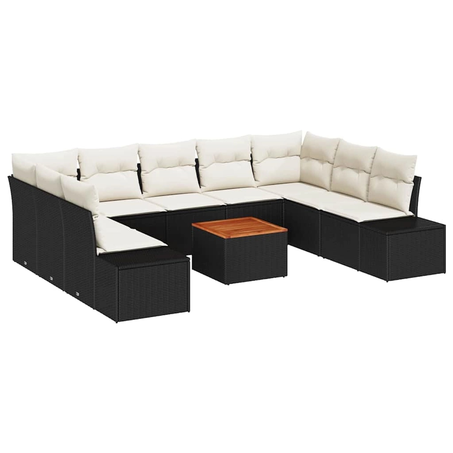 vidaXL Garten-Sofa-Set mit Kissen 10-Tlg Schwarz Poly Rattan 3347999 günstig online kaufen