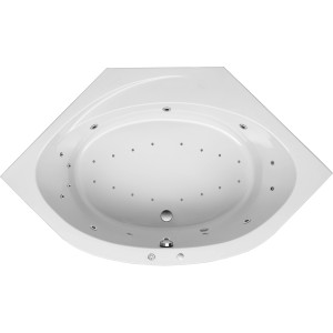 Ottofond Canary Exklusiv Whirlpool, 150 cm, weiße Acryl-Eckbadewanne mit Düsen und Soundsystem.