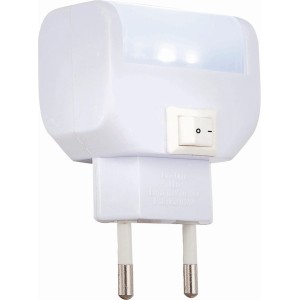 Weißes Globo LED-Nachtlicht Chaser aus Kunststoff mit Schalter, geeignet für Schlafzimmer und Flur.