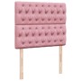 Rosa vidaXL Boxspringbett Kopfteil mit Samtbezug und Knopfheftung.