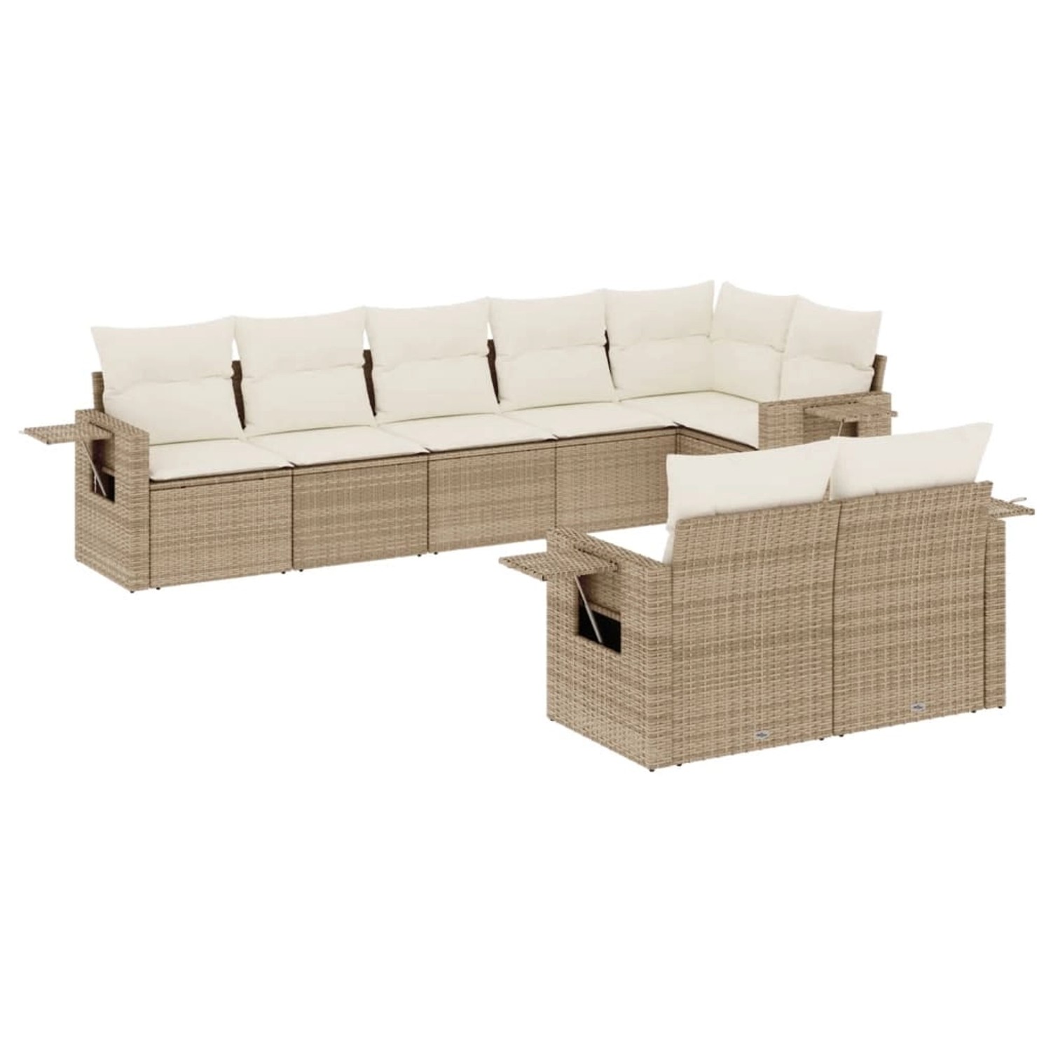 vidaXL 8-Tlg Garten-Sofagarnitur mit Kissen Beige Poly Rattan 3252755 günstig online kaufen
