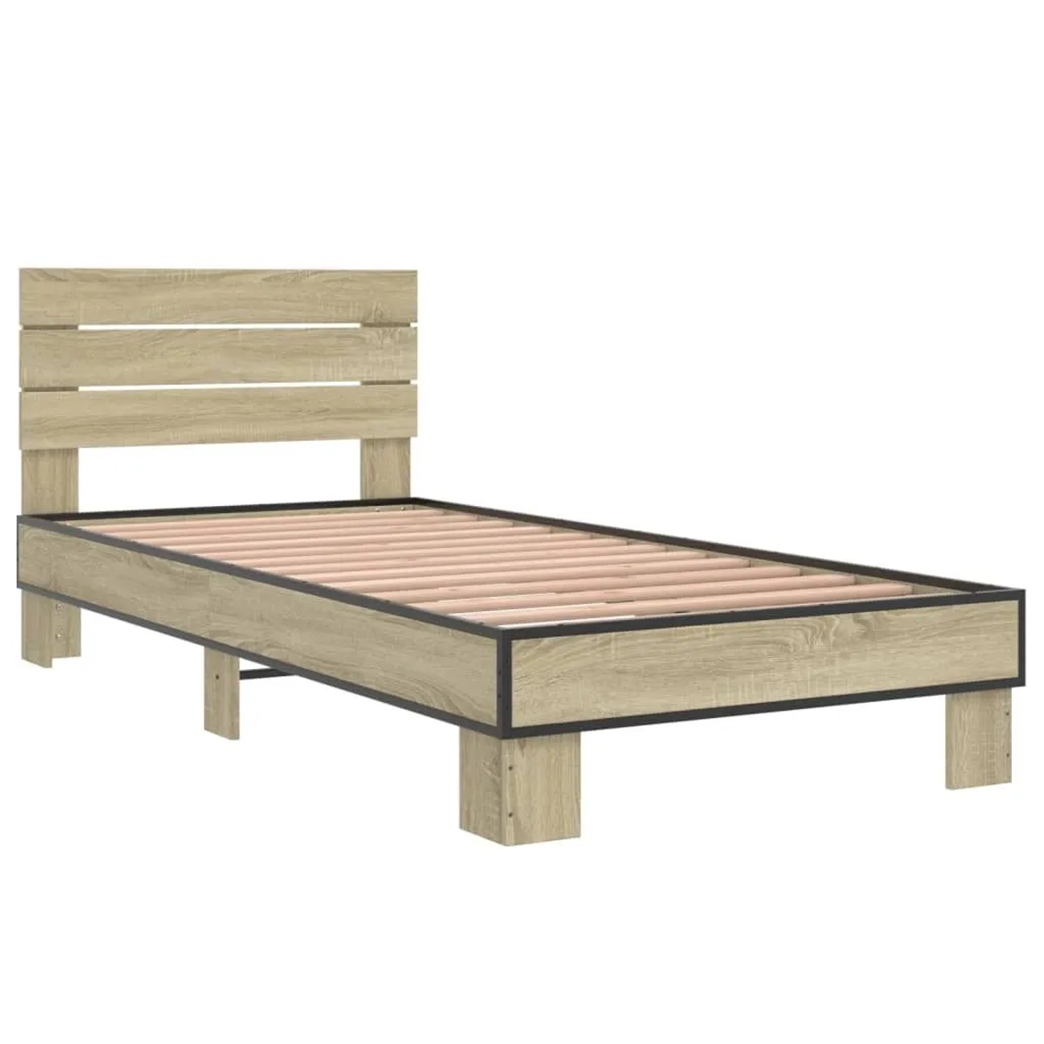 vidaXL Bettgestell Sonoma-Eiche 90x200 cm Holzwerkstoff und Metall 845743 günstig online kaufen