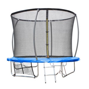 Soulet Gartentrampolin, Ø 305 cm, mit Sicherheitsnetz, Leiter und blauem Randpolster.