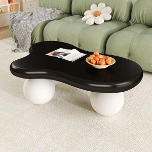 okwish Couchtisch Cloud Style mit LED-Beleuchtung Rundbein-Design Schwarz/Weiß