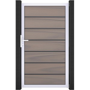 GroJa Tor Solid Grande Premium, 150x180 cm, Bi-Color Sichtschutzzaun-Tor mit Rahmen.