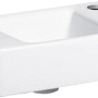 Weißes Geberit Renova Plan Handwaschbecken, 40 cm, mit Hahnloch und KeraTect Beschichtung.