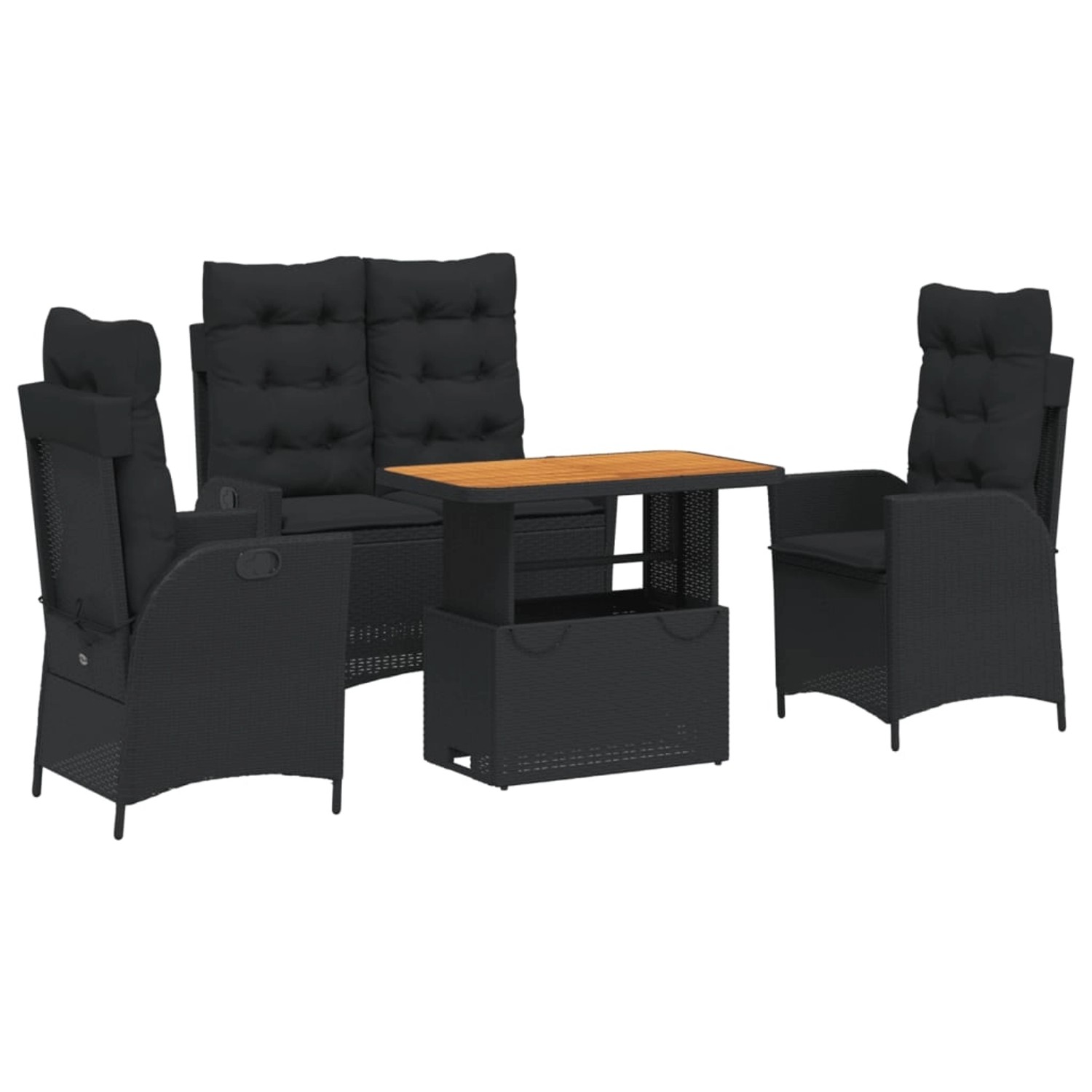 vidaXL 4-tlg Garten-Essgruppe mit Kissen Schwarz Poly Rattan Modell 4 günstig online kaufen