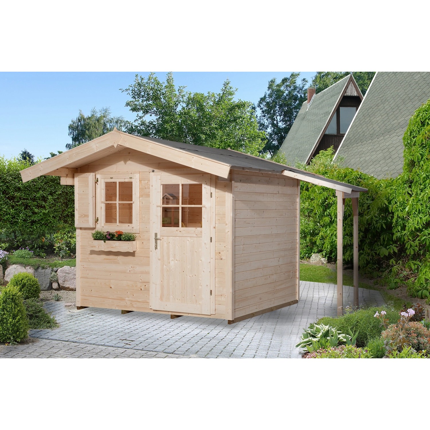 OBI Outdoor Living Holz-Gartenhaus Bozen Flachdach Unbehandelt 367 cm x 274 günstig online kaufen