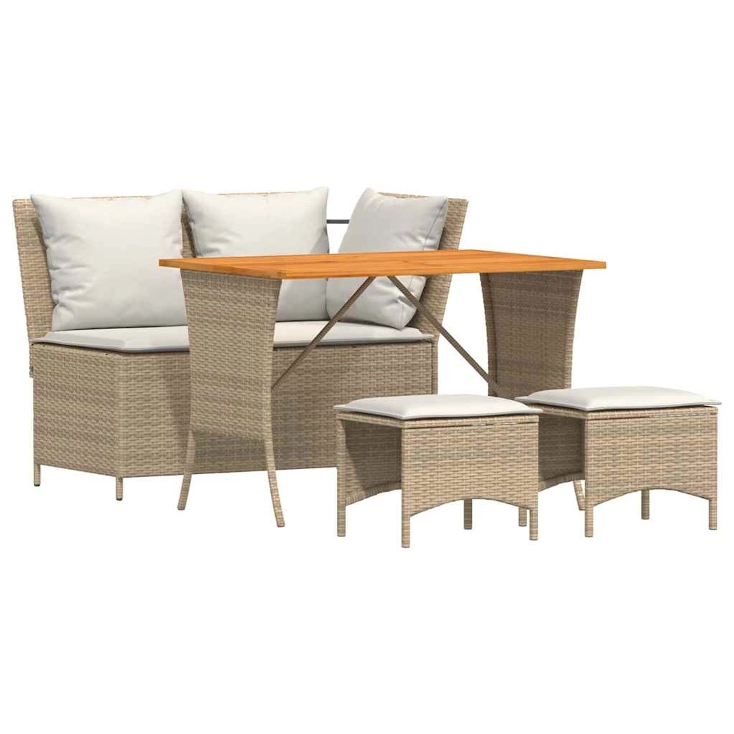vidaXL 4-Tlg Garten-Essgruppe mit Kissen Beige Poly Rattan 4104134 günstig online kaufen