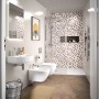 Badezimmer mit Ideal Standard Waschtischarmatur Cerafine D H105 Chrom und Keramik.