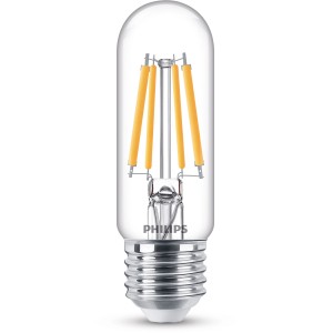 Philips LED-Lampe E27, 6,5W, neutralweiß, 806 lm. Klarglas-Design mit Glühfadenoptik.