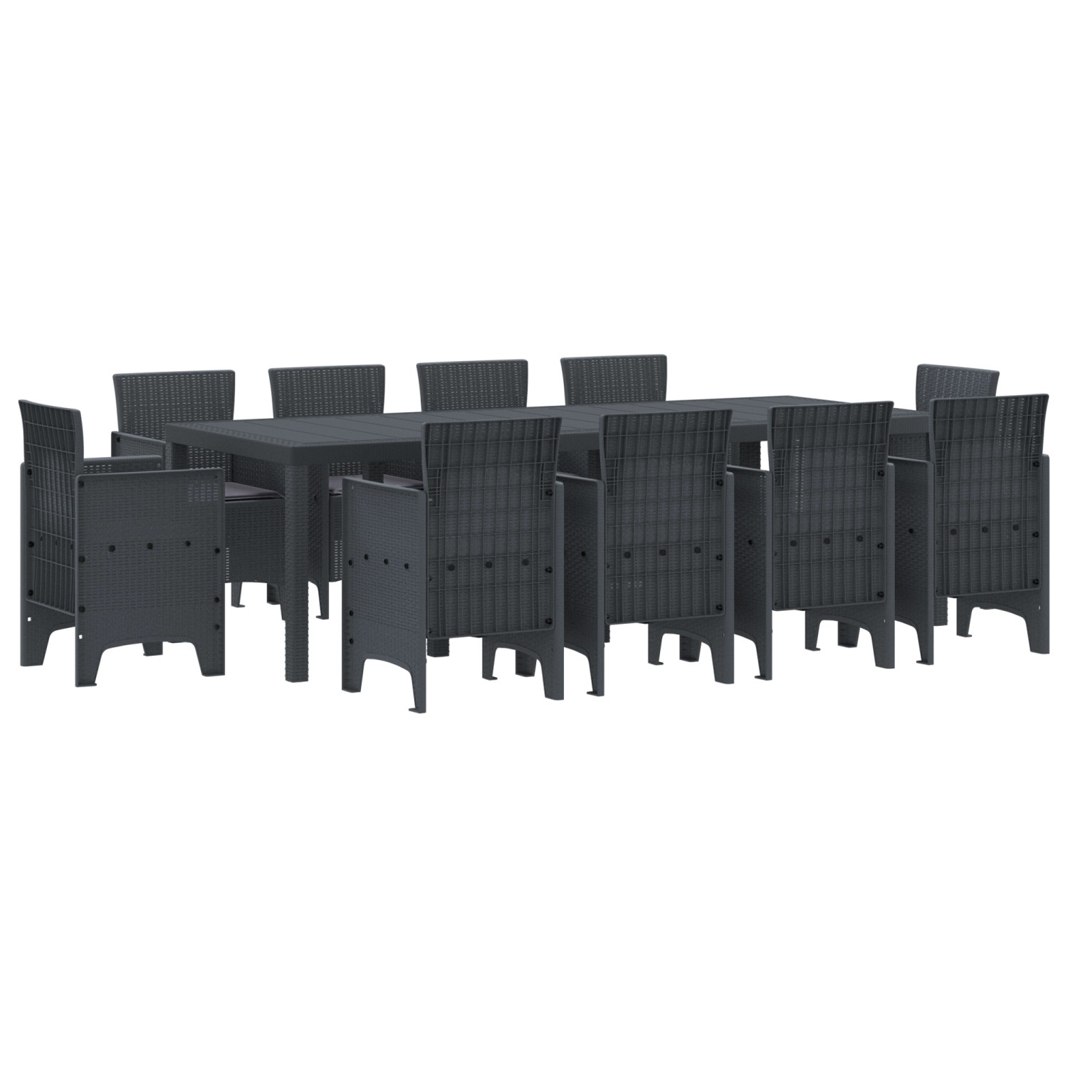 vidaXL 11-tlg Garten-Essgruppe mit Kissen Anthrazit Poly Rattan 3378595 günstig online kaufen