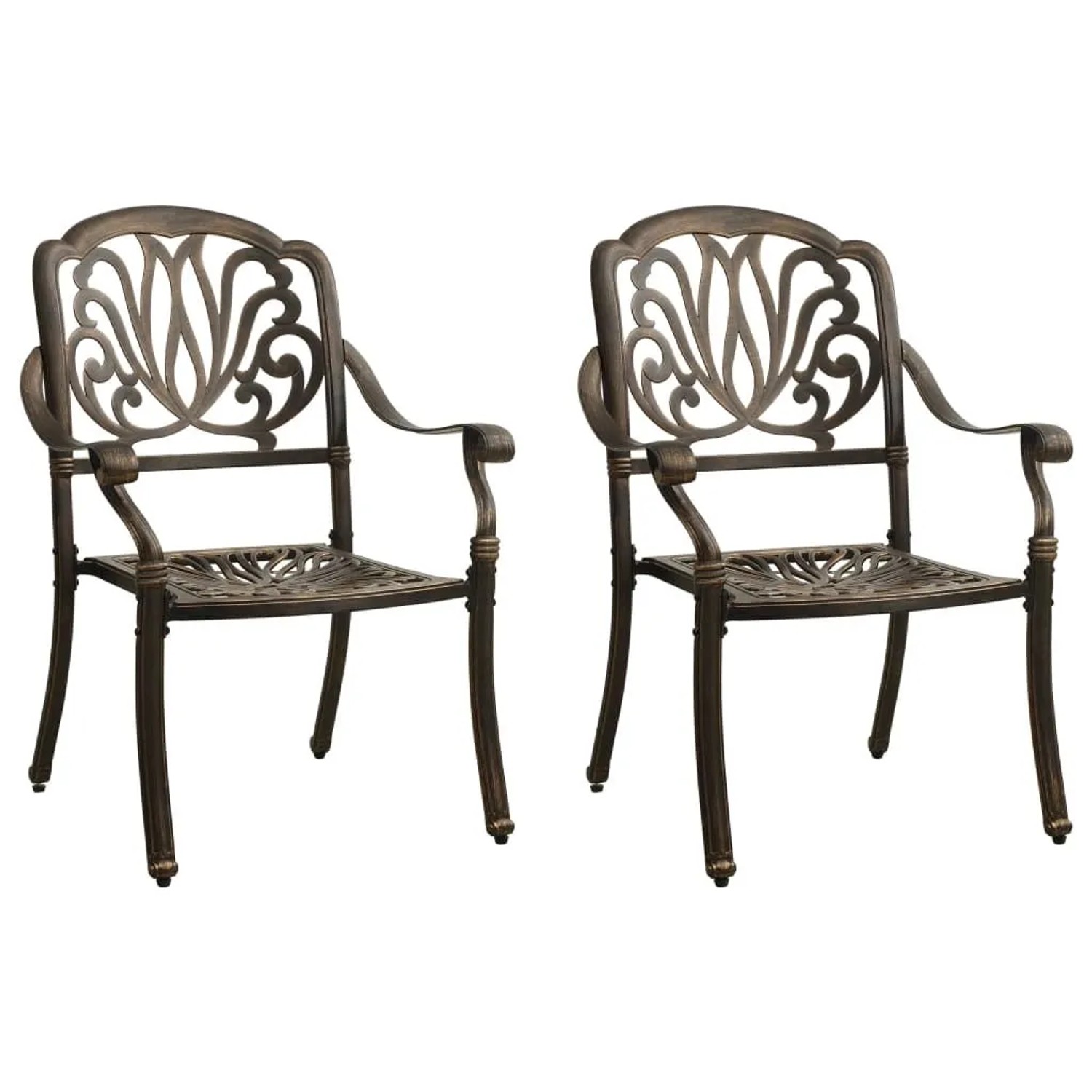 Furnicato Gartenstühle 2er Set Aluminiumguss 63x69x91 Cm Bronzefarben
