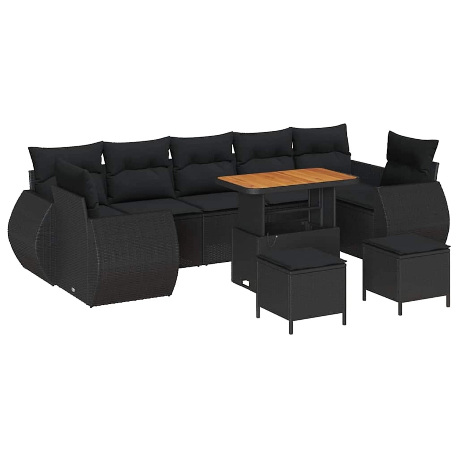 vidaXL Garten-Sofa-Set 10-Tlg Schwarz Poly Rattan 3361859 günstig online kaufen