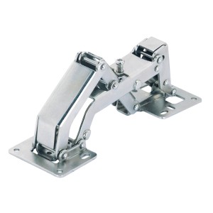 Hettich Weitwinkel-Aufschraubscharnier aus Stahl, vernickelt, für Möbelbau.