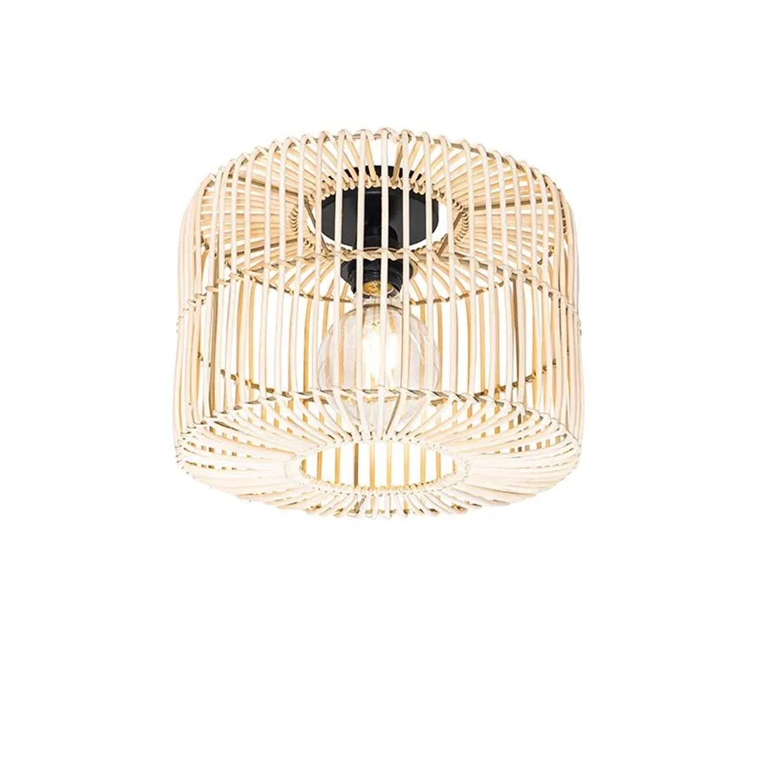 QAZQA Orientale Deckenleuchte Schwarz mit Rattan Maud
