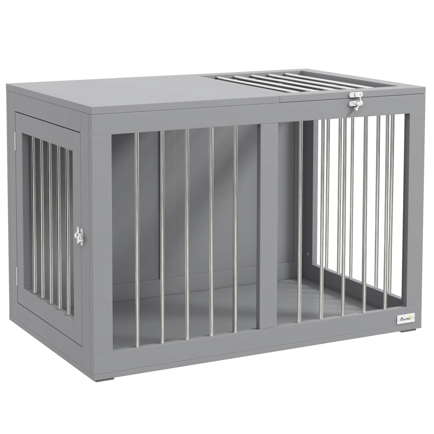 PawHut Hundekäfig für Zuhause Mittelgroße Hunde mit Türen Grau 80 x 50 x 56 günstig online kaufen