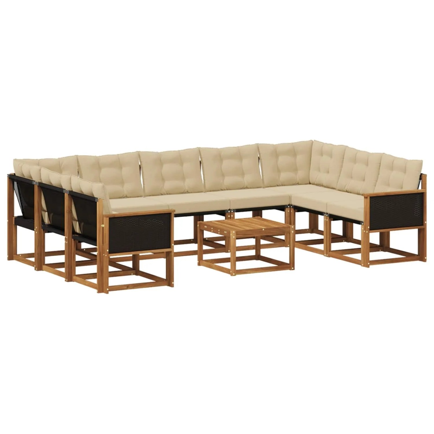 vidaXL Outdoor-Sofagarnitur mit Kissen 10 Stk Natur und Beige 3382217