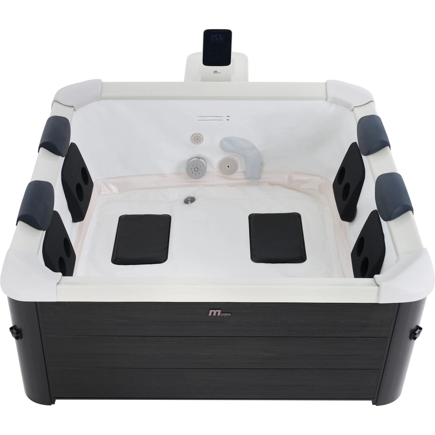 MSpa Frame Whirlpool Oslo mit Hydromassage, eckig, mit Bedienfeld und Kopfstützen.