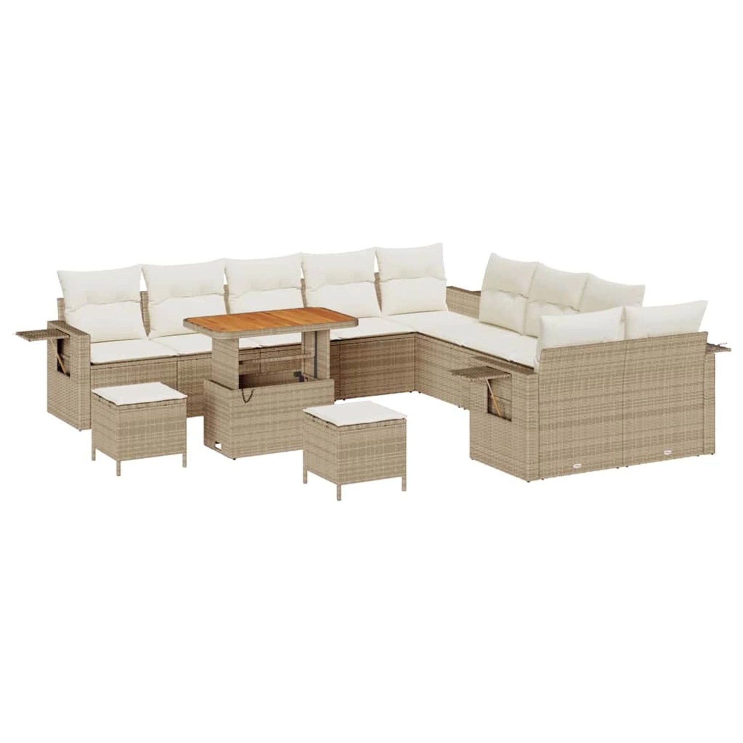 vidaXL Garten-Sofa-Set 13-Tlg Beige Poly Rattan 3361806 günstig online kaufen
