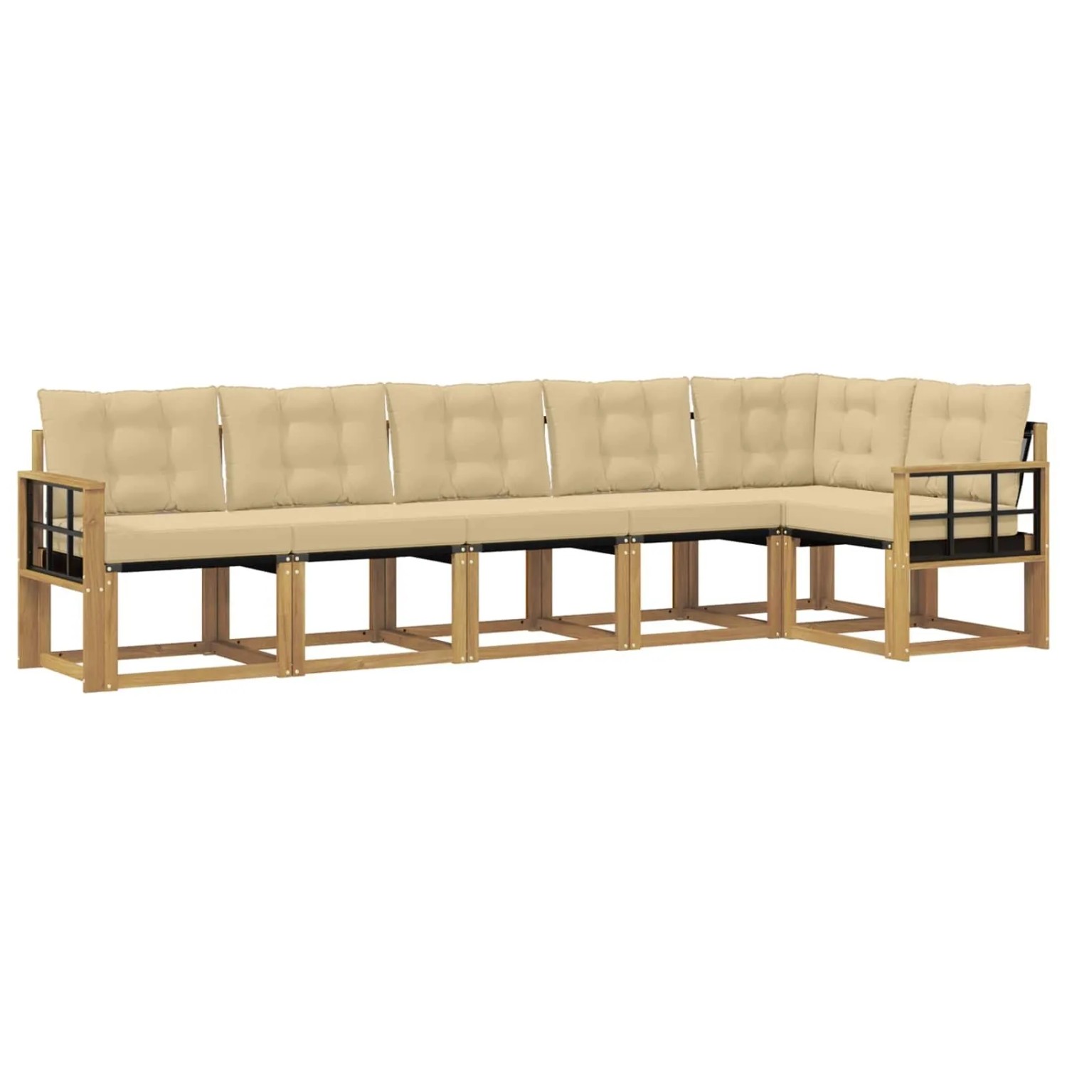 vidaXL Outdoor-Sofagarnitur mit Kissen 6-Tlg Weiß und Beige 3389531