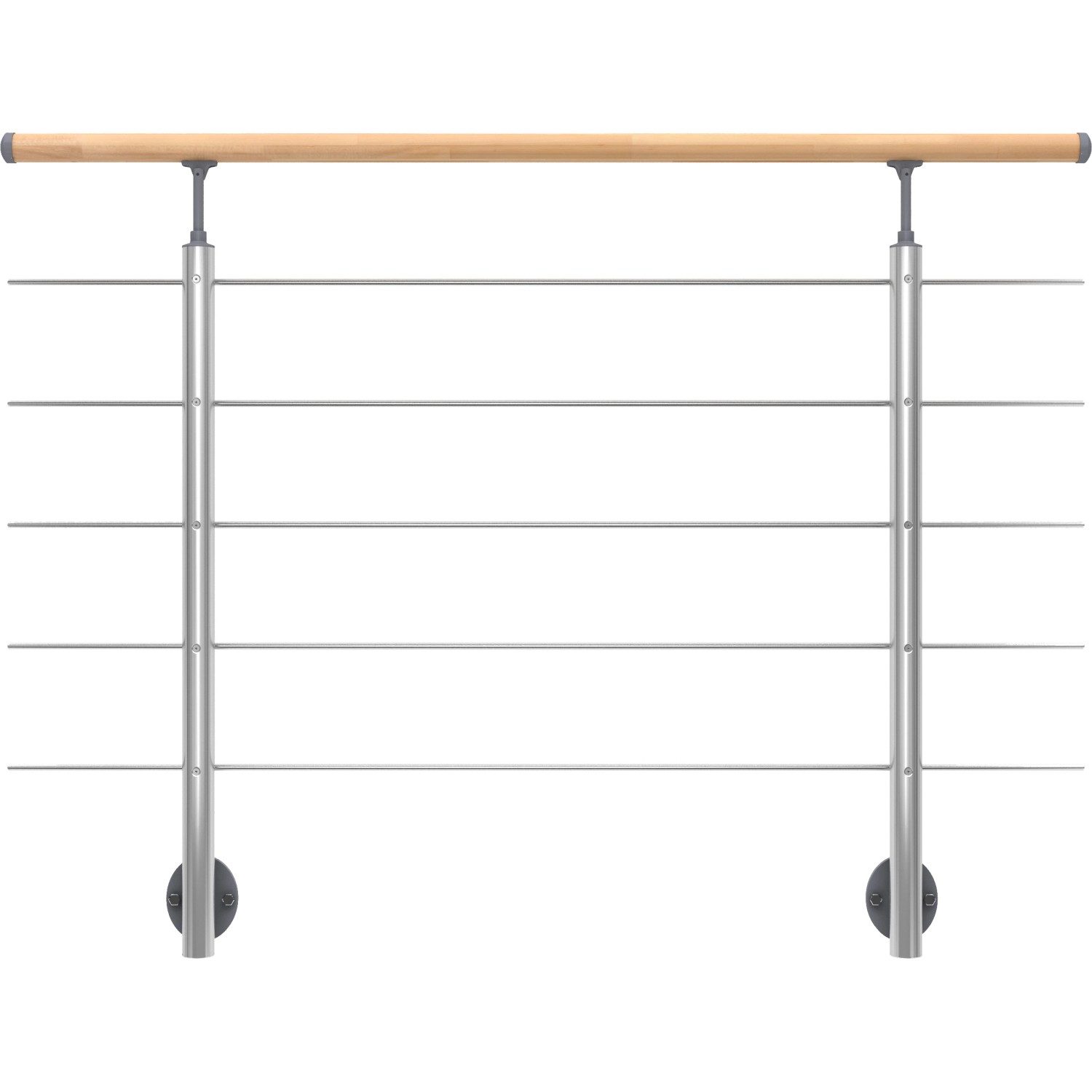 Dolle Geländerset Aluminium 150 cm Wandmontage mit Buche-Handlauf günstig online kaufen