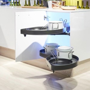 Kesseböhmer LeMans II Anthrazit Rechts 450 mm Eckschrankbeschlag mit ARENA Pure Tablaren