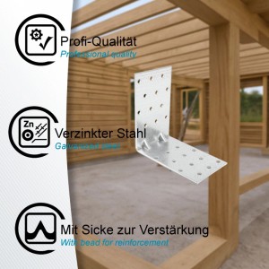 SOTECH 20er Set Winkelverbinder 90 Grad mit Sicke 100 x 100 x 60 x 2,5 mm