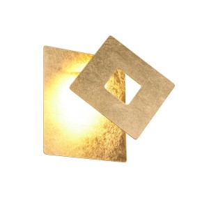 Goldfarbene, eckige Trio LED-Wandlampe Leano für indirekte Beleuchtung.