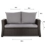 Graues 2-Sitzer Gartensofa mit Polyrattan und Kissen (100x50x50cm) aus dem Setgarden Mix-Techno Gartenkissen Set.