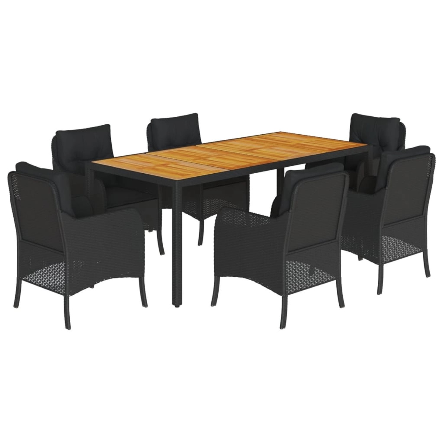 vidaXL 7-Tlg Garten-Essgruppe mit Kissen Schwarz Poly Rattan 3211870 günstig online kaufen