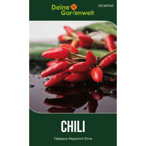Samentüte Chili Biquinho Vermelho von Deine Gartenwelt mit roten, tropfenförmigen Chilis.