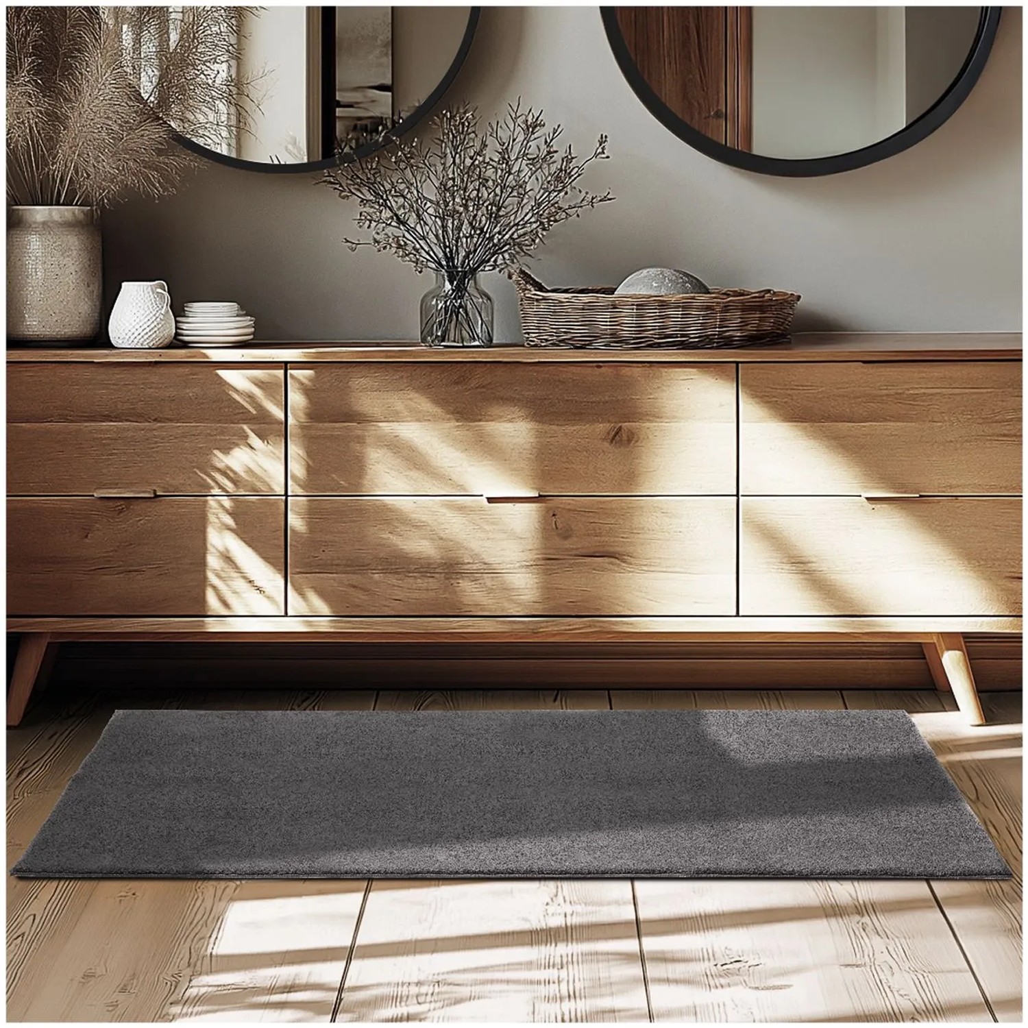 Tectake Kurzflorteppich Soft Zone Verschiedene Größen und Farben Flauschige Oberfläche  1630 G M² Florgewicht 80 x 150 cm 80 x 150 x 1 50 cm Anthrazit