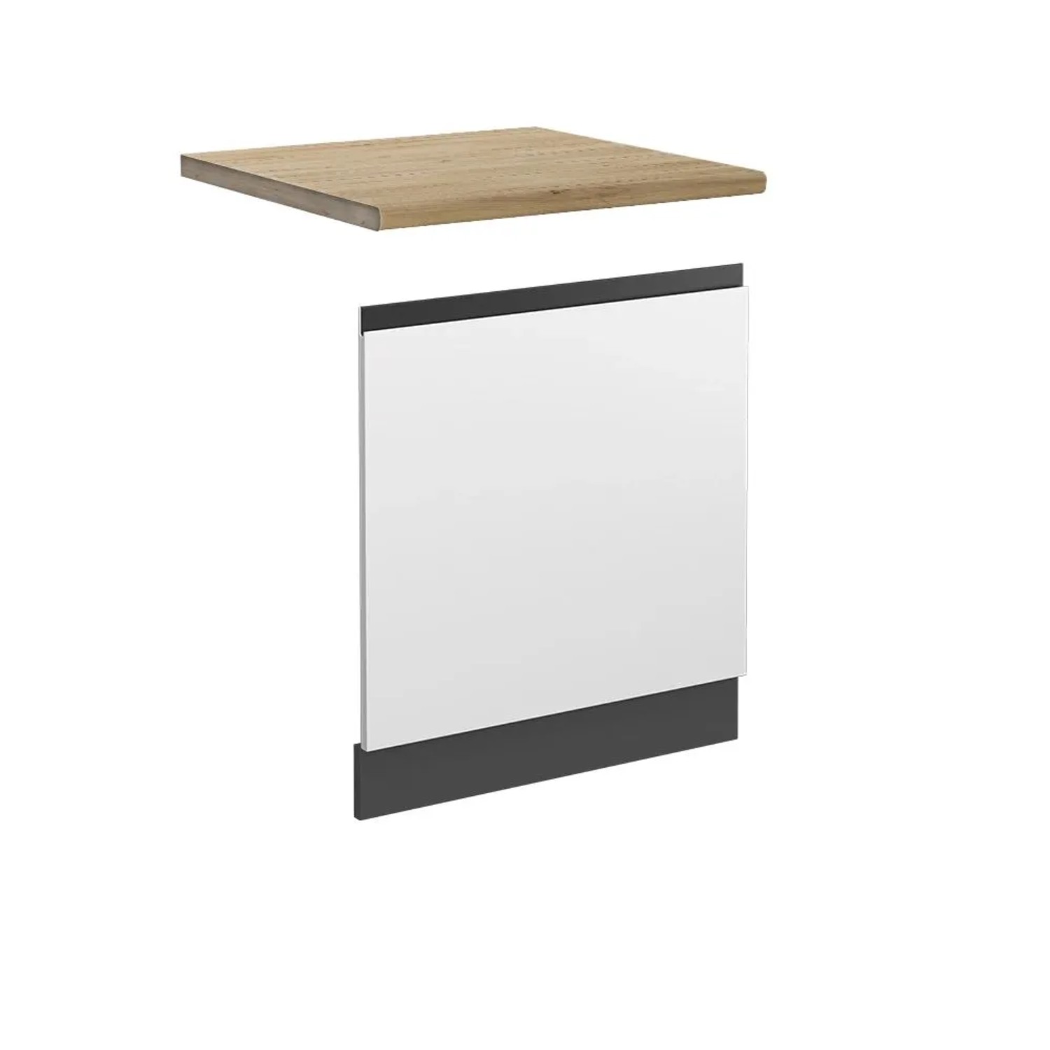Vicco Frontblende R-Line Geschirrspüler Fronttür Weiß Anthrazit 60 cm J-Shape AP Eiche