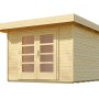 WEKA Designhaus 126 aus Naturholz mit Doppeltür und Flachdach. Holz-Gartenhaus für den Garten.