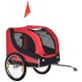 Roter PawHut Hundeanhänger für Fahrräder mit Netzfenstern und Sicherheitsfahne.