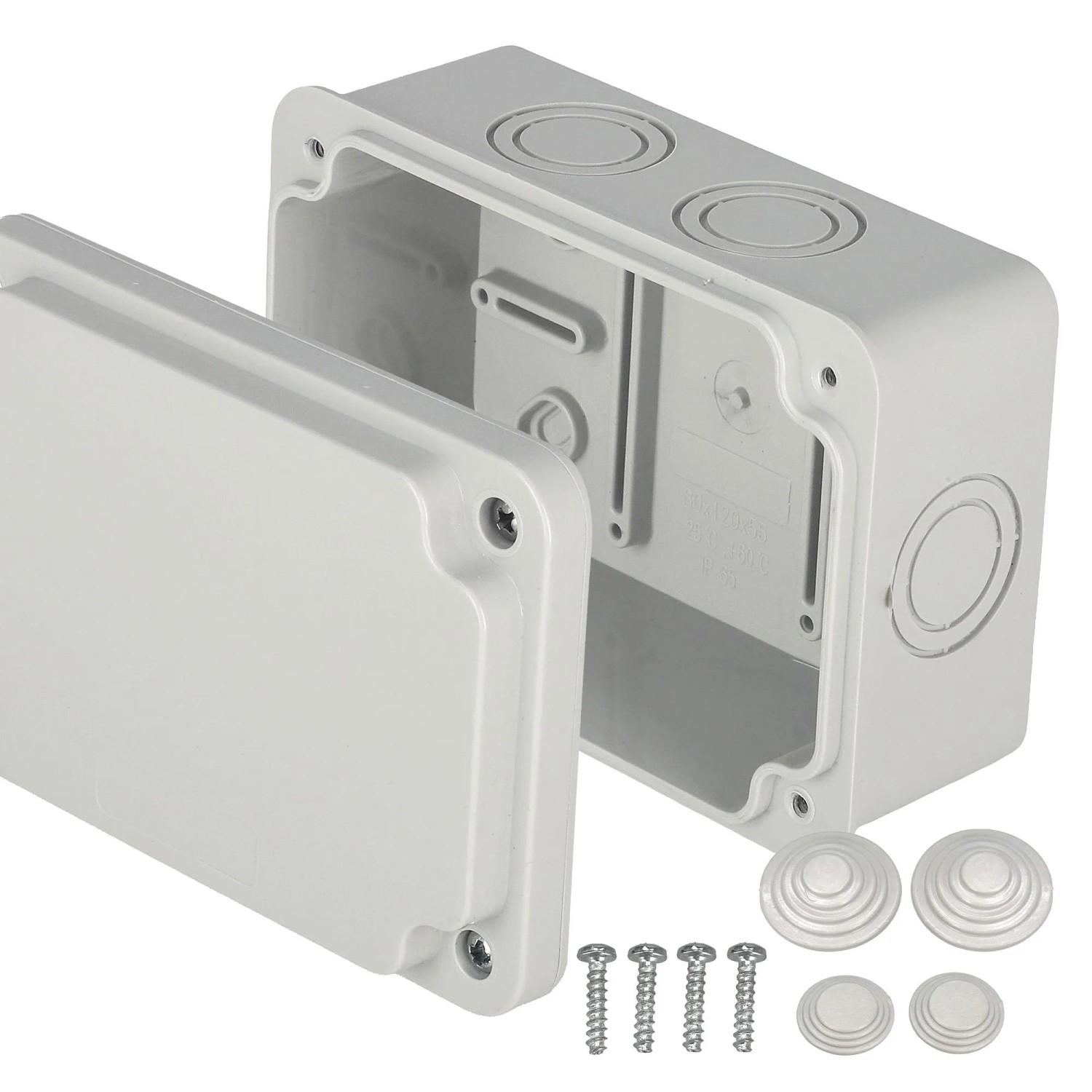 EDO Abzweigkasten Aufputz 80 x 120 x 55 mm Grau IP65 ABS