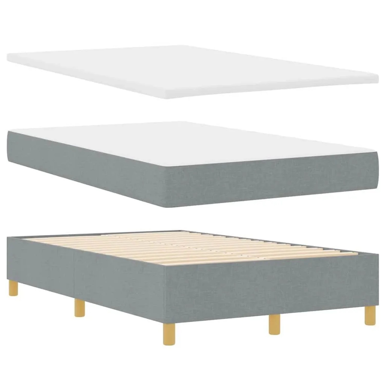 vidaXL Boxspringbett mit Matratze Hellgrau 120 x 190 cm Stoff 3344282 günstig online kaufen