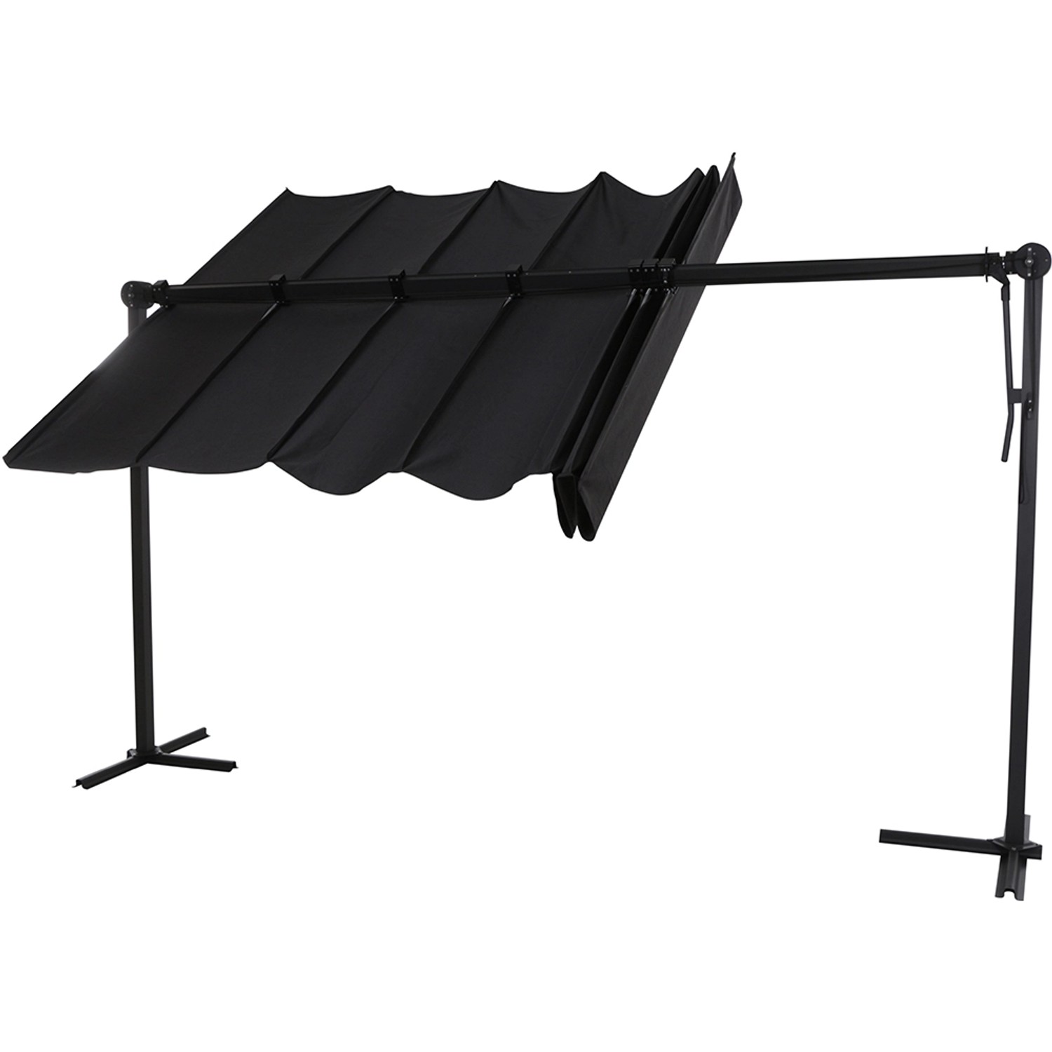 Anthrazitfarbener Siena Garden Marktschirm, 350x250 cm, mit Neigungsfunktion für flexiblen Sonnenschutz.