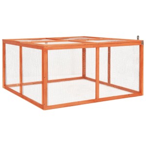 vidaXL Kaninchenstall aus Tannenholz, 124x120x60 cm, mit Drahtgitter für den Garten.